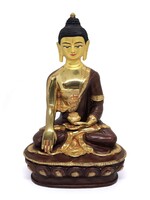 Buddha Statue aus Messing, teilweise vergoldet, 21cm