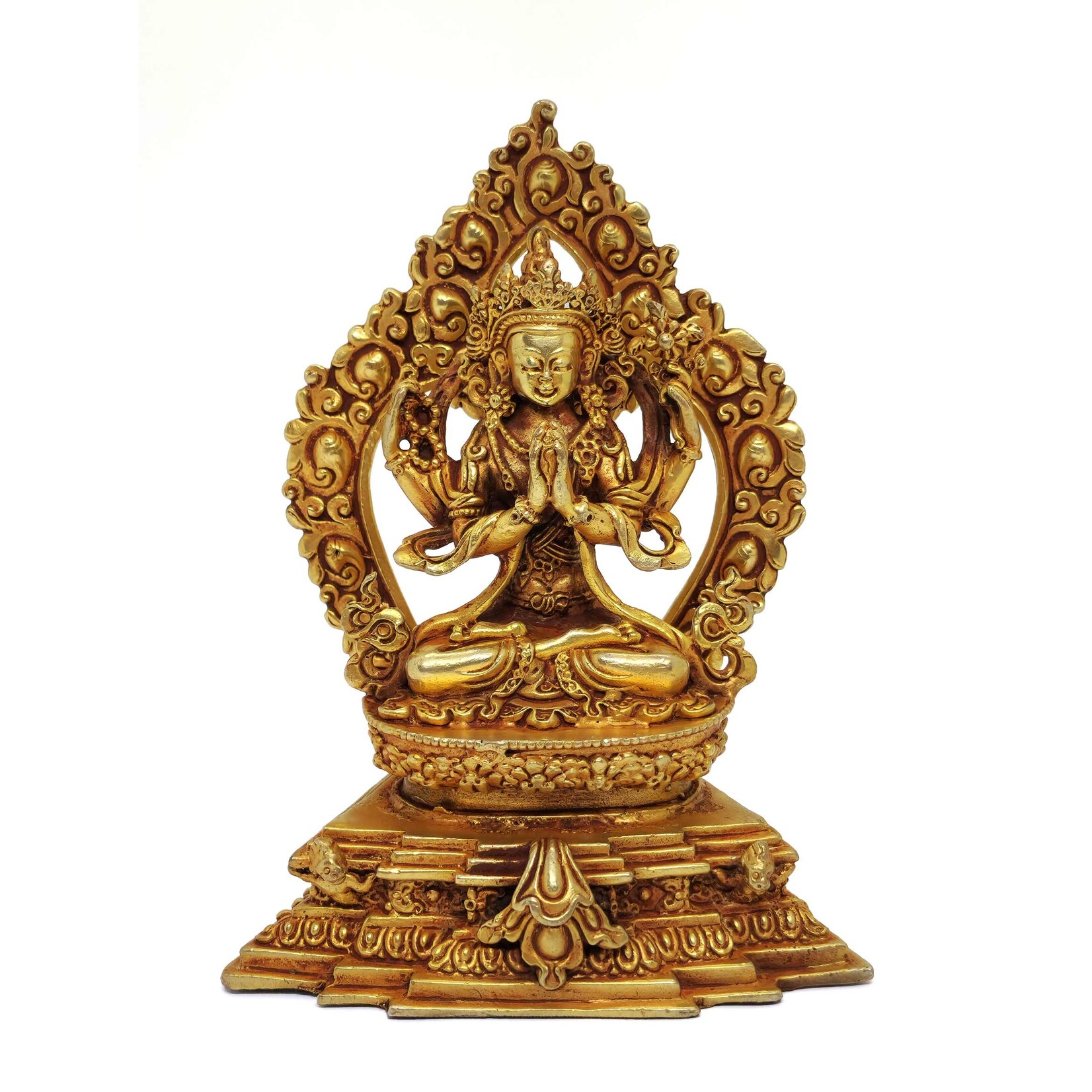 Statue de Chenrezig (Avalokiteshvara) avec trône