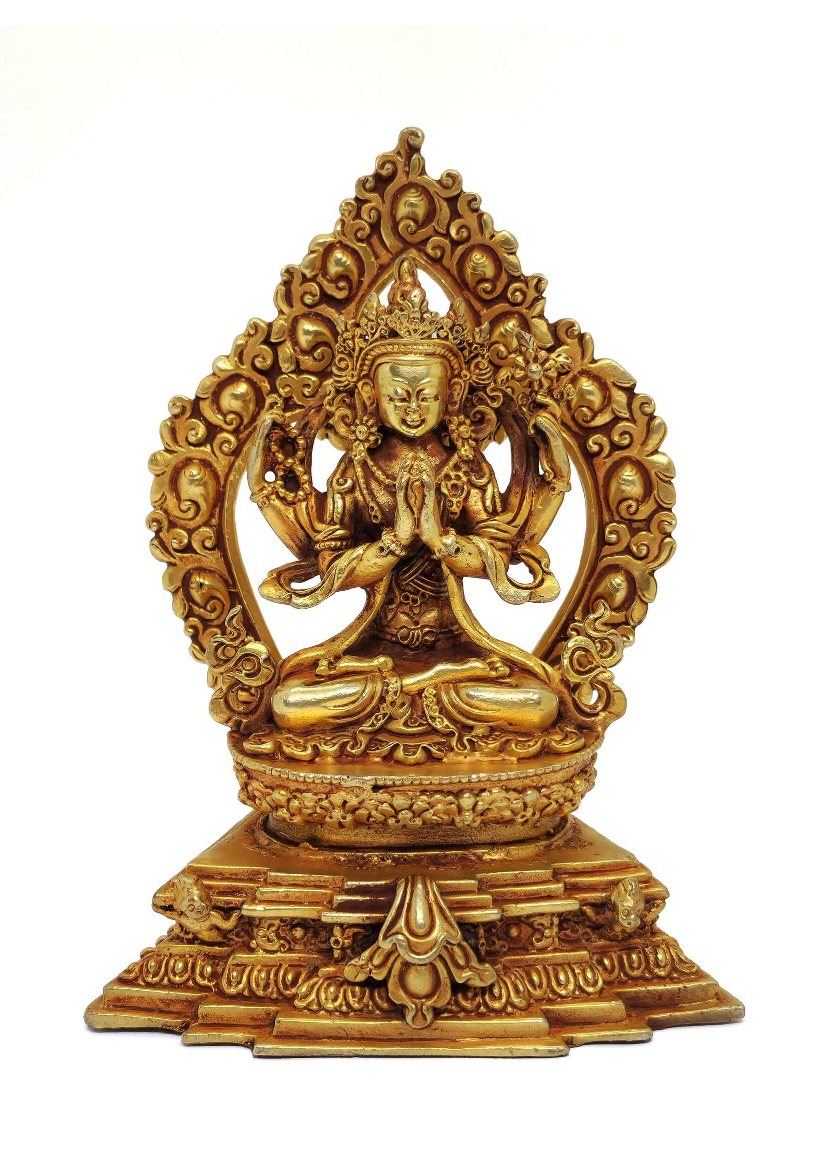 Statua di Chenrezig (Avalokiteshvara) con trono
