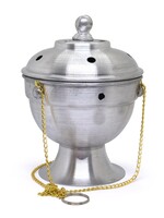 Tibetan Incense Powder Burner with Chain, Made of Aluminium