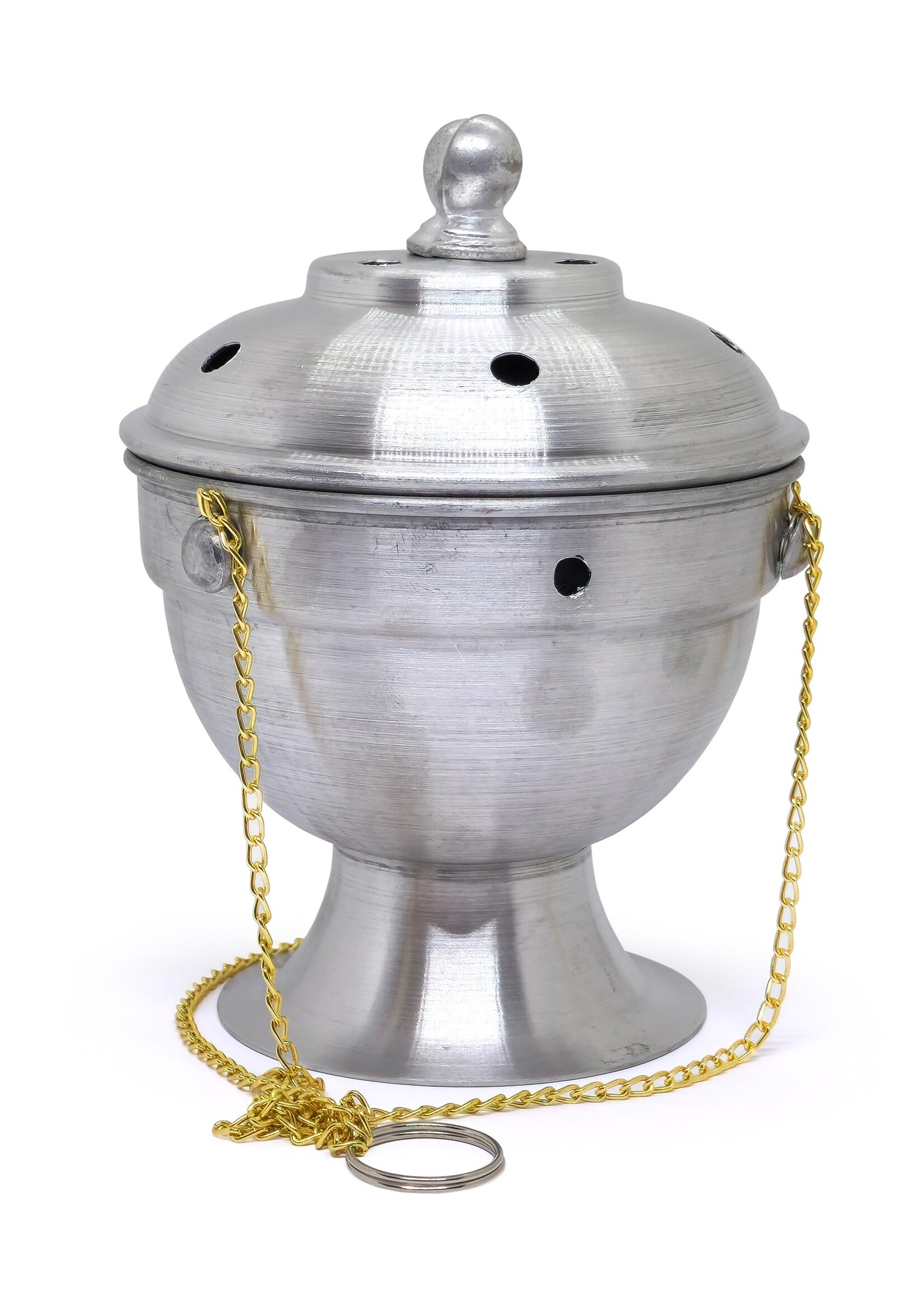 Encensoir tibétain Brûleur d'encens en poudre avec chaîne en aluminium