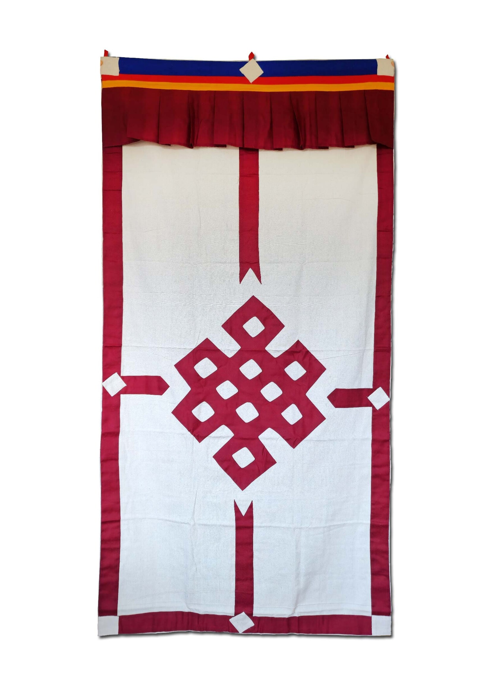 Rideau de porte tibétain, nœuds sans fin, rouge
