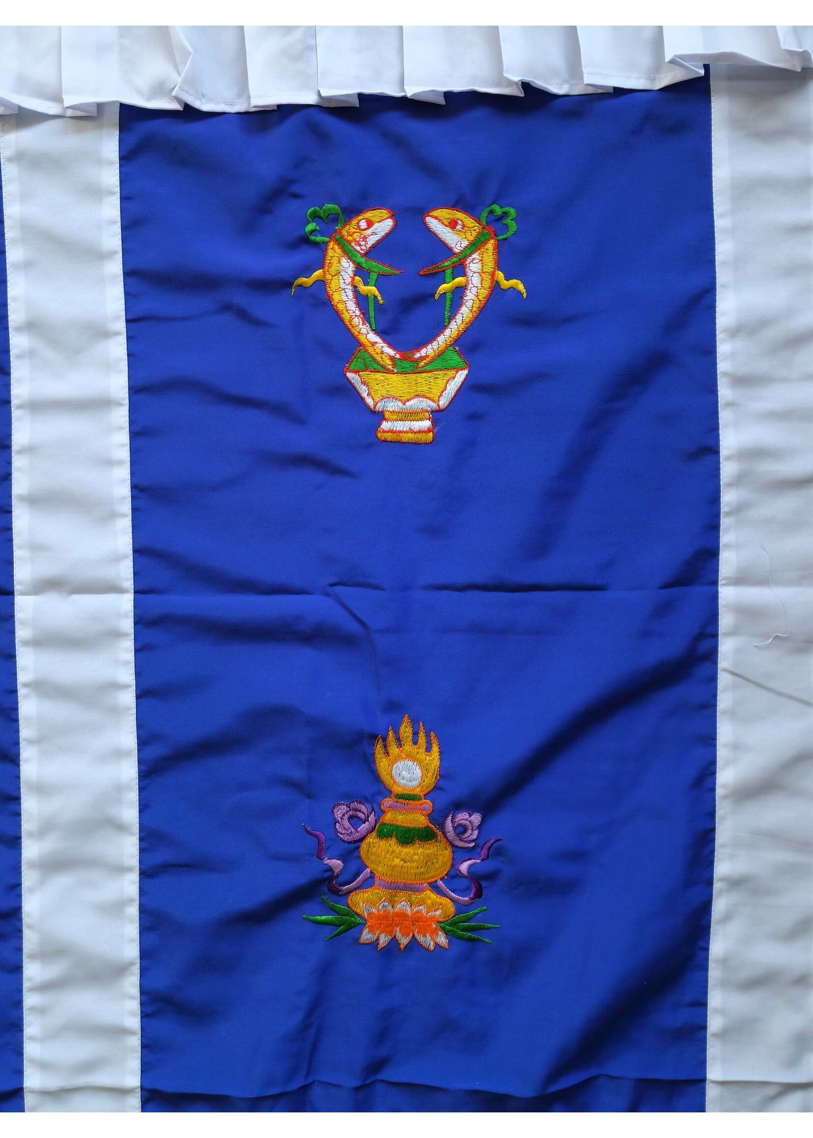 Tibetischer Türvorhang 8 Glückssymbole, blau
