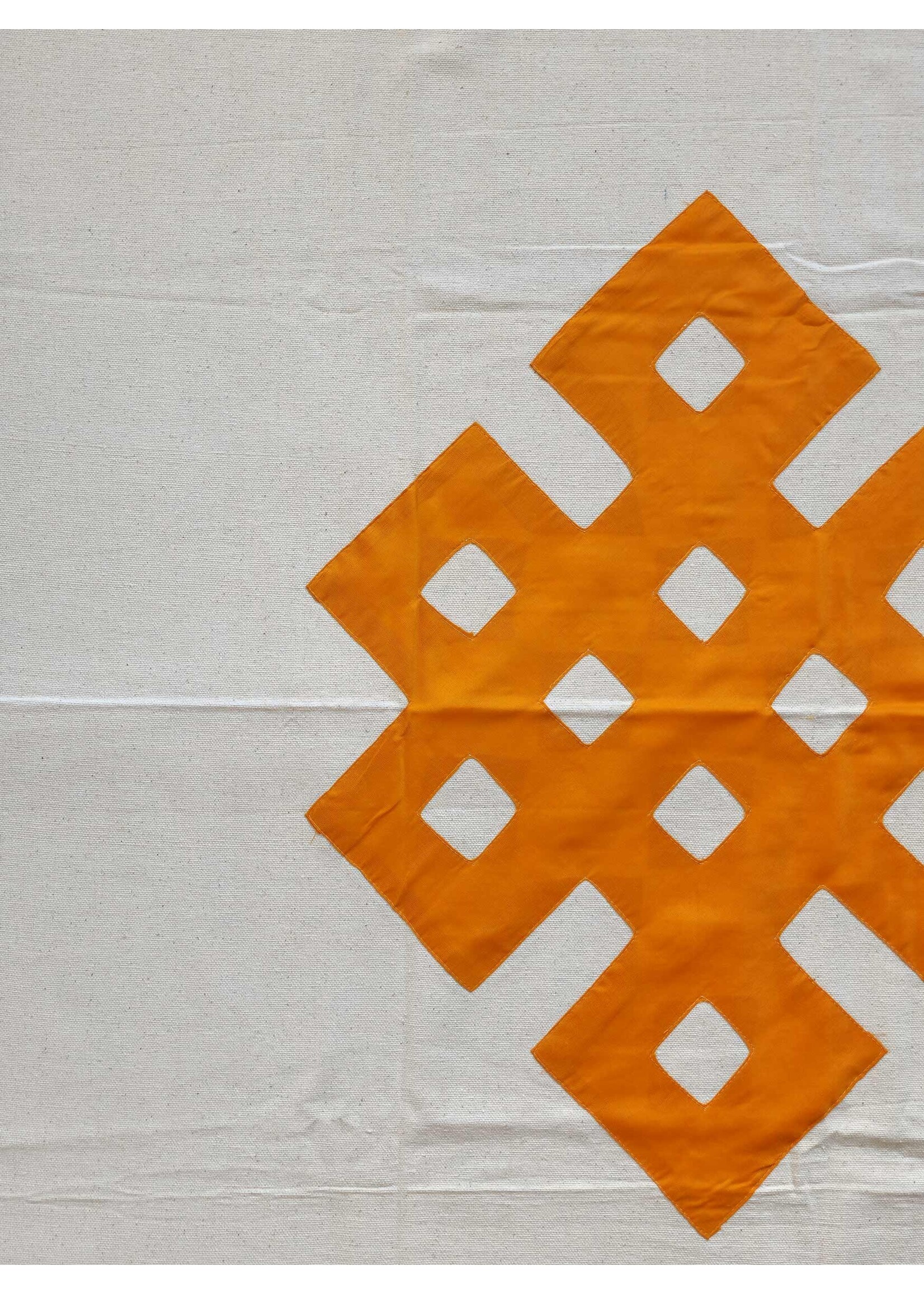 Tissu de coton avec nœud sans fin tibétain, 90 x 90 cm