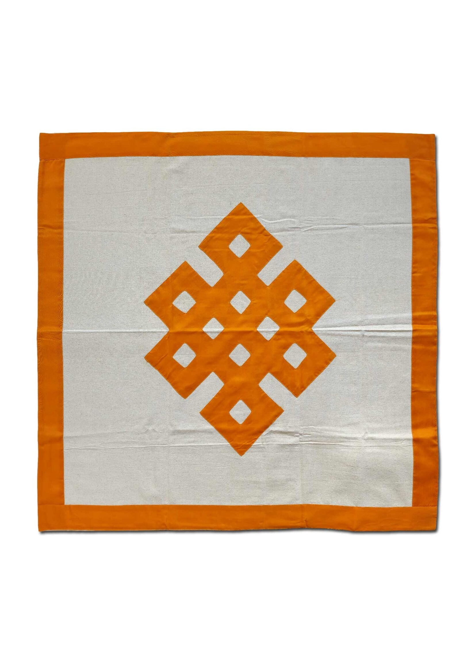 Tissu de coton avec nœud sans fin tibétain, 90 x 90 cm