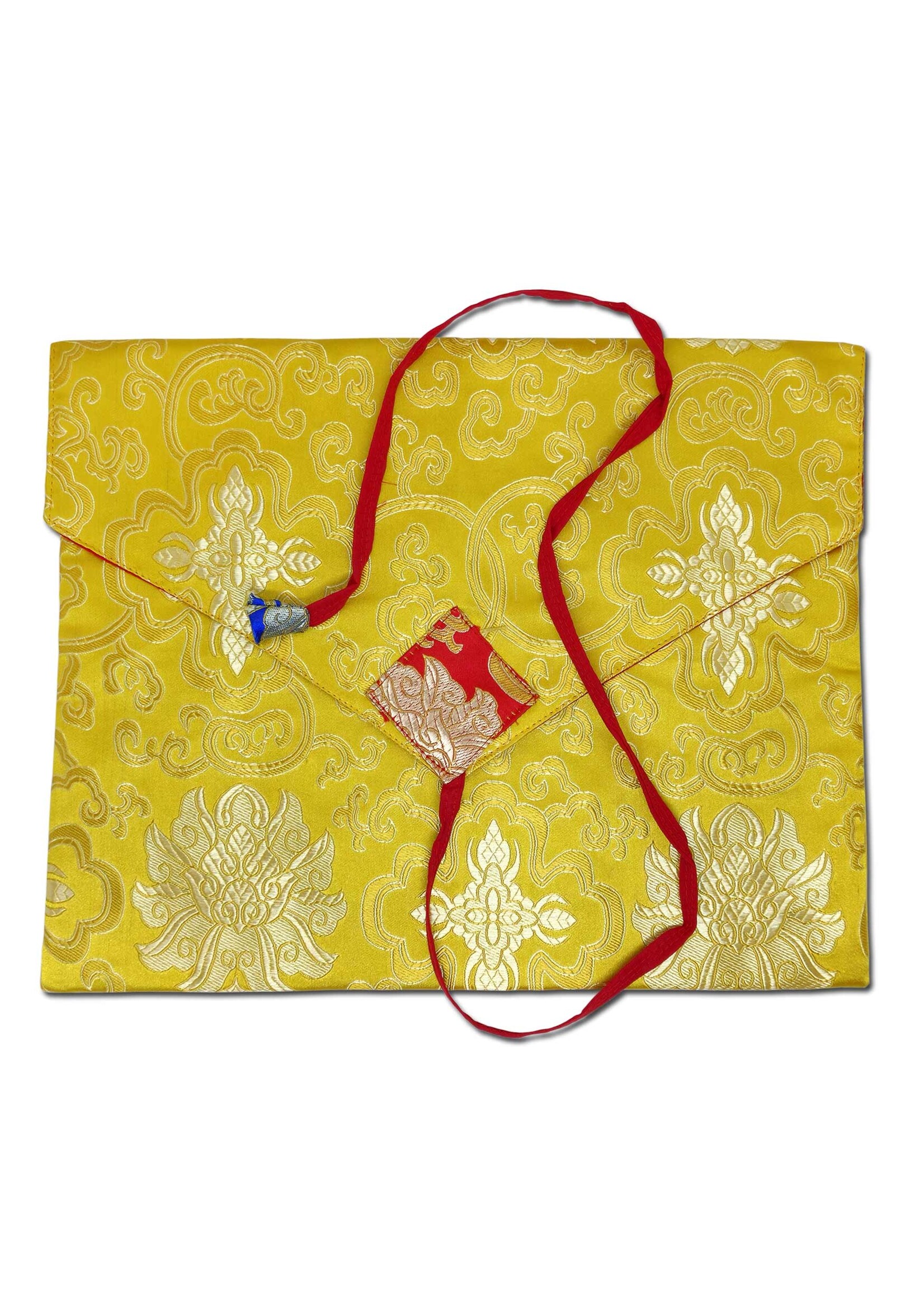 Pochette en brocart de soie pour livre et ordinateur portable, jaune