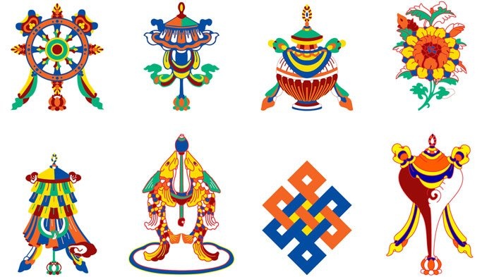 Les huit signes auspicieux tibétains : l'éternel auspicieux