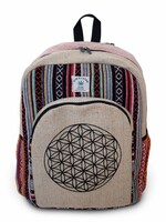 Sac à dos en coton chanvre fleur de vie