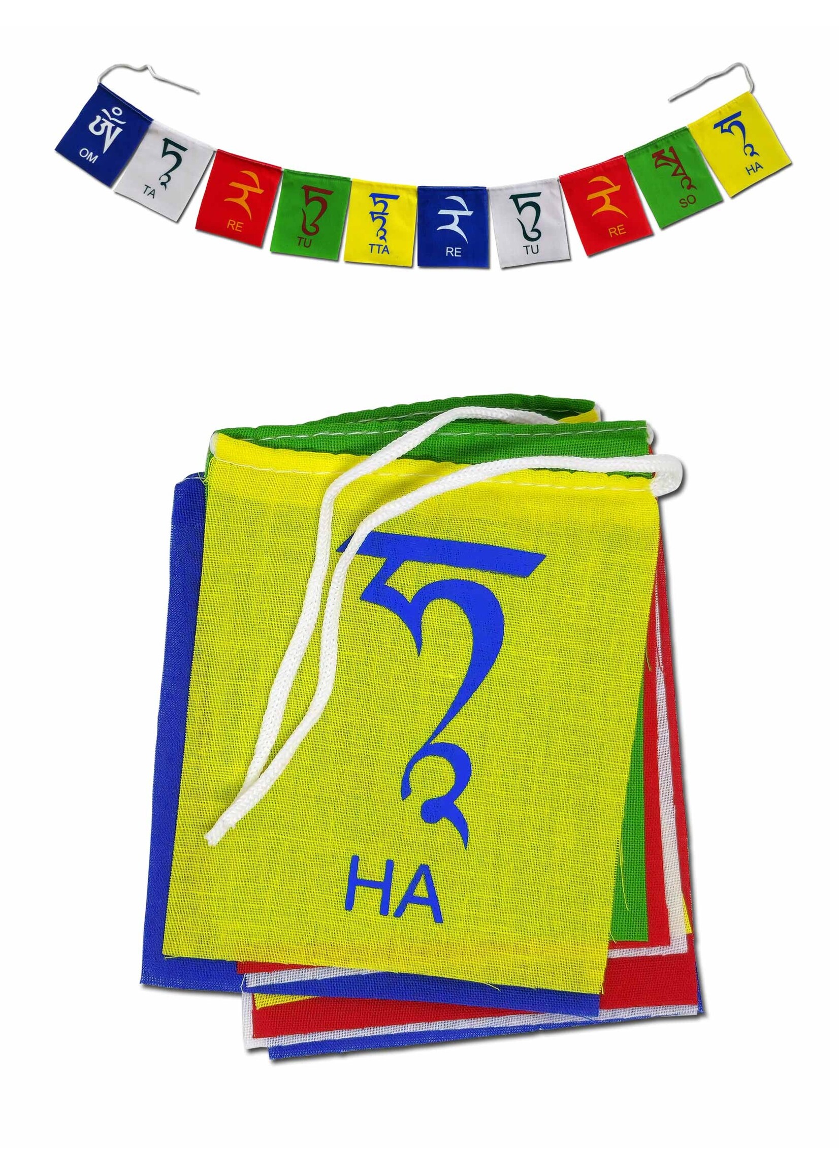 Tibetische Gebetsfahne Tara Mantra, 9 x 10.5 cm
