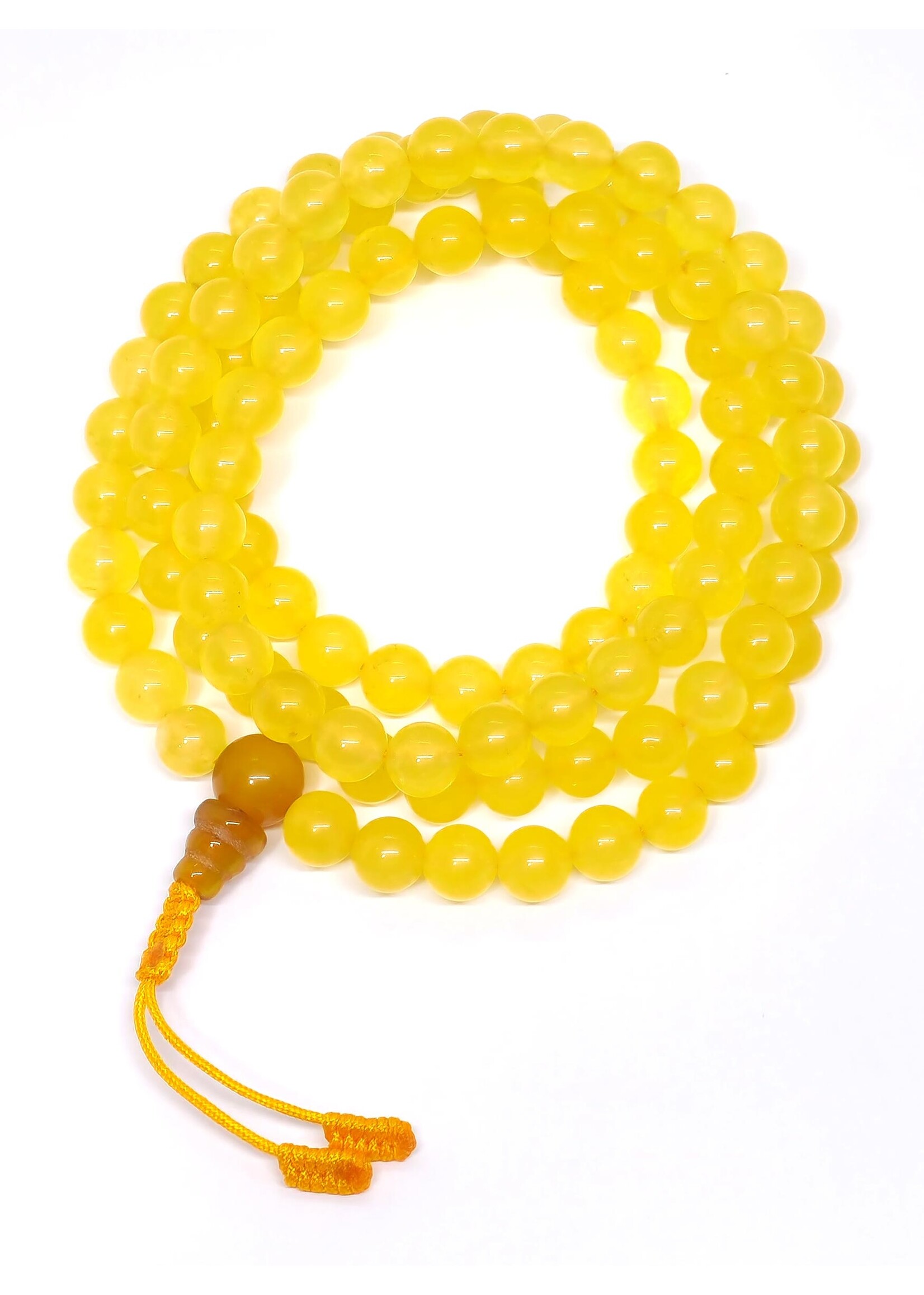 Tibetan Prayer Beads Mala Honey Calcite Stone