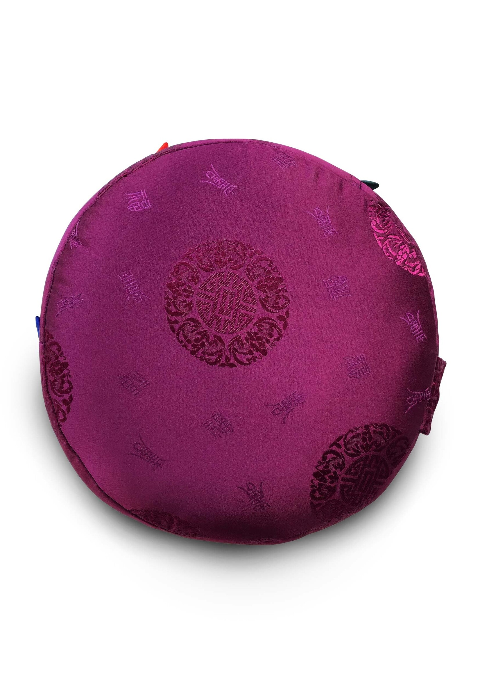 Tibetan Zafu Meditation Cushion, Made of Silk Brocade with Kapok Filling