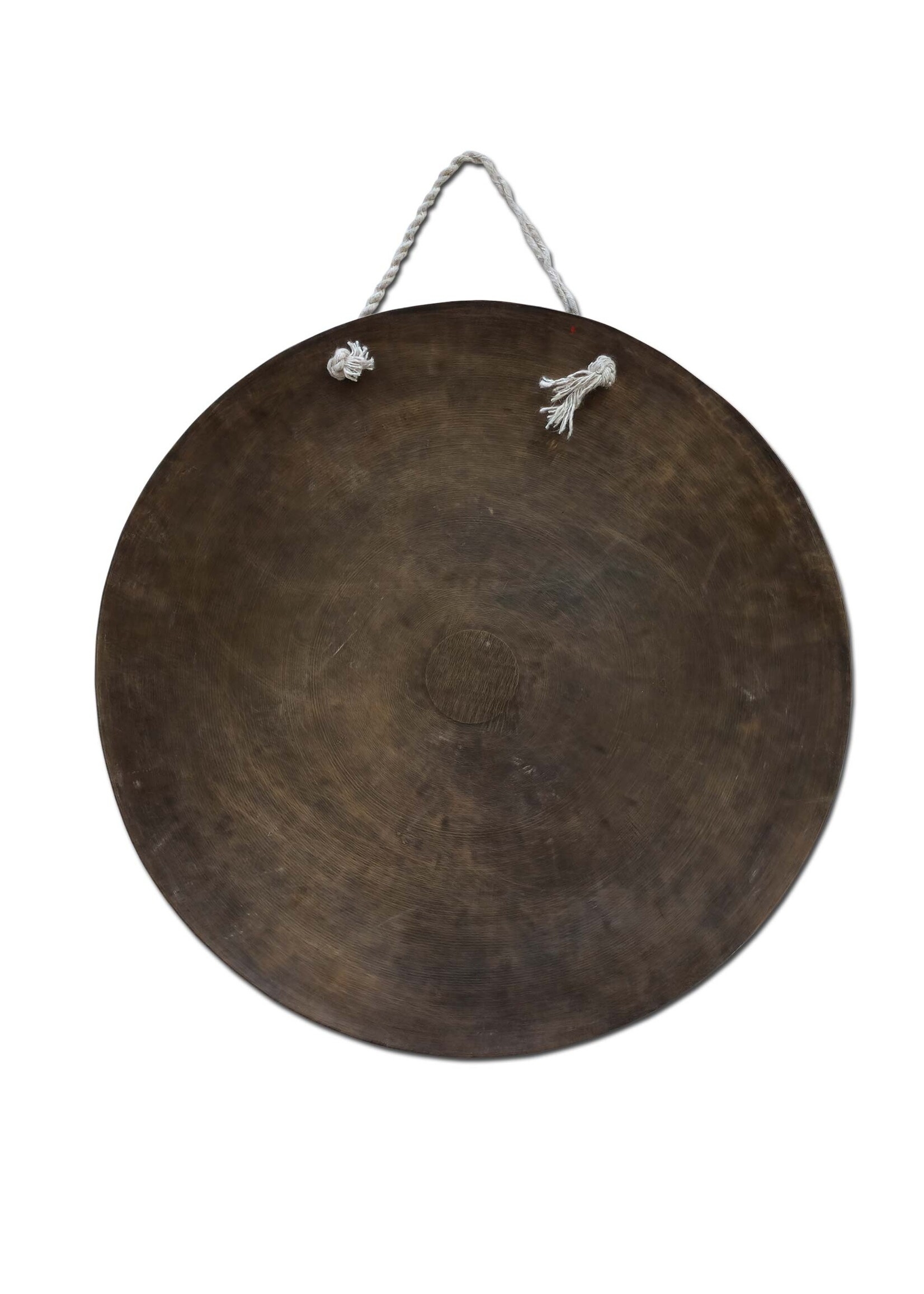 Gong tibétain gravé de mantras et d'un double Dorje