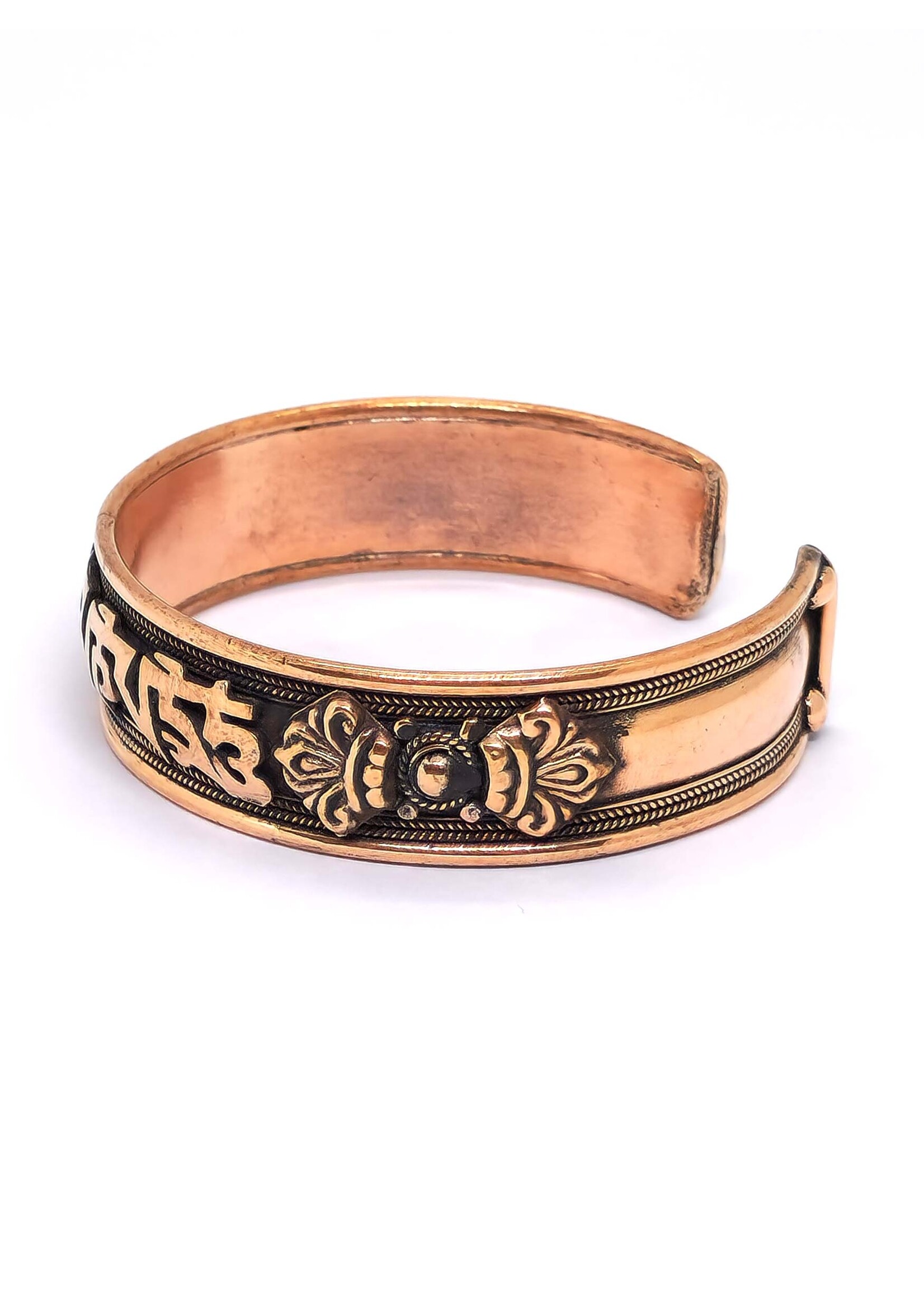 Tibetan Copper Bangle with Dorje and Mantra