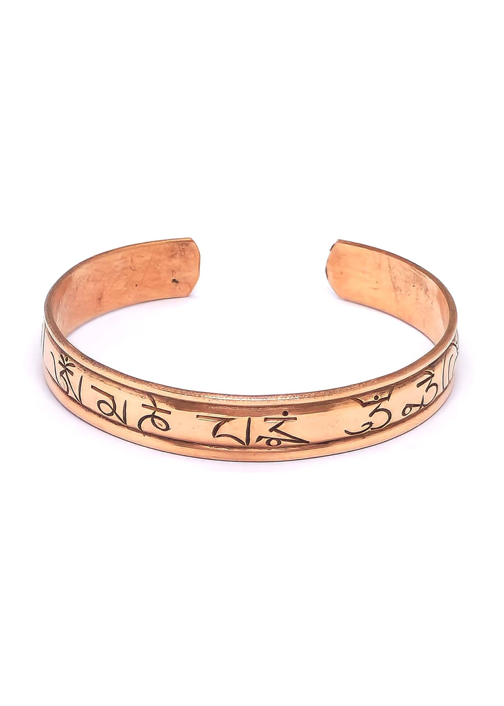 Bracciale tibetano in rame con mantra, 9 mm