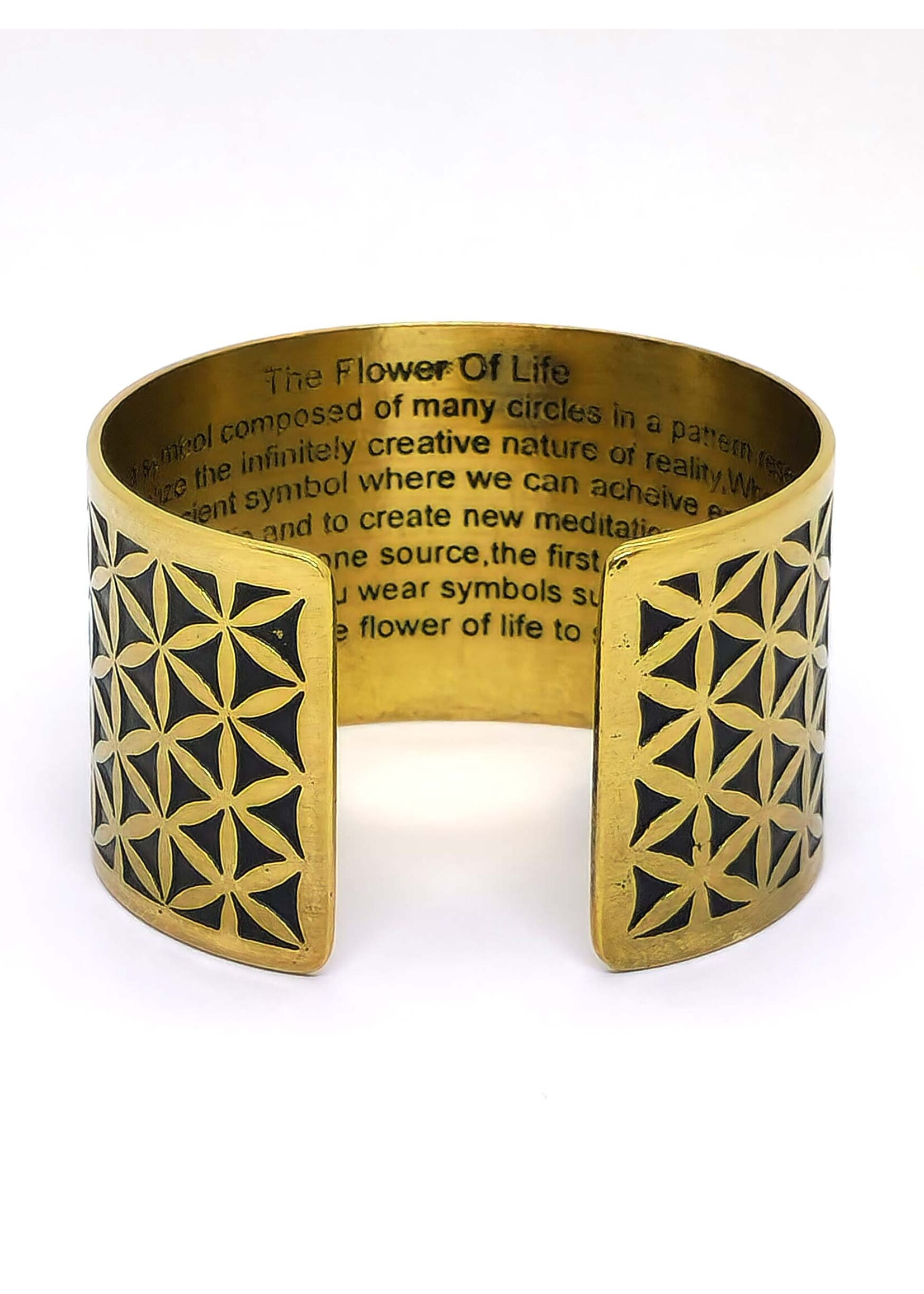 Flower of Life Brass Bangle