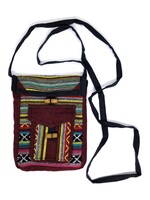 Petit sac à bandoulière tibétain, en coton tissé à la main, Marpo