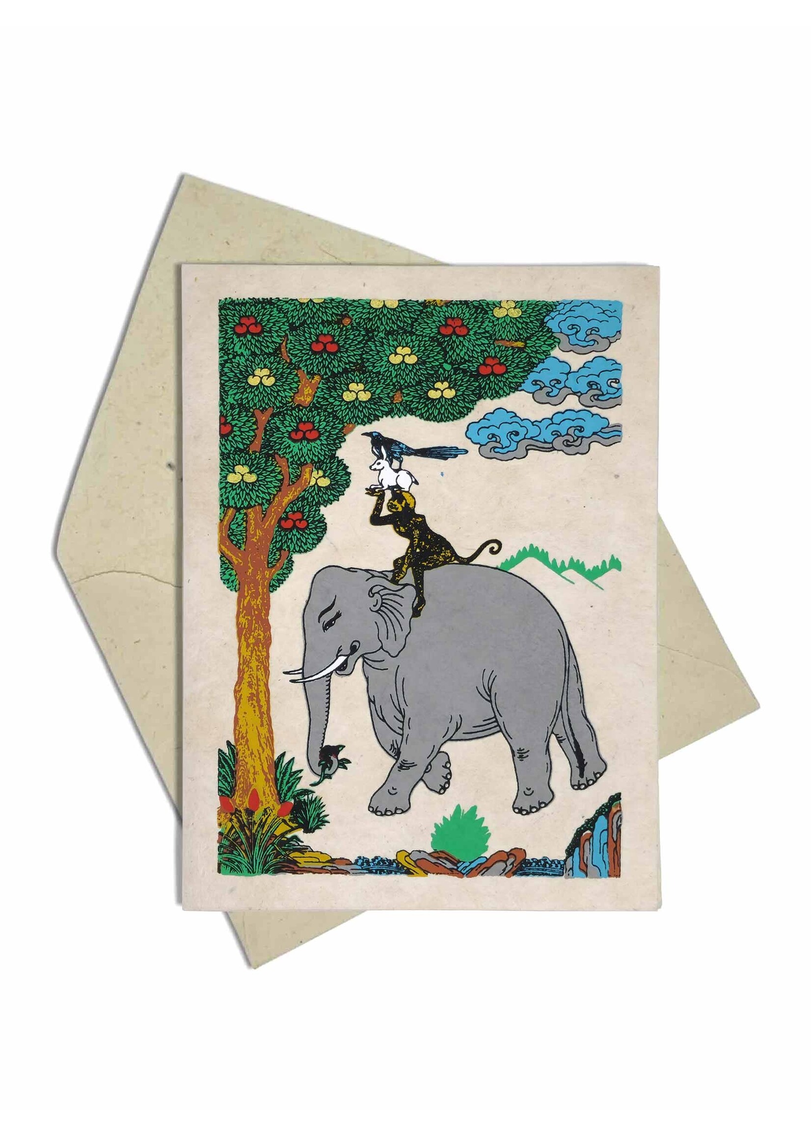 Tibetan Greeting Card "The Four Harmonious Friends"