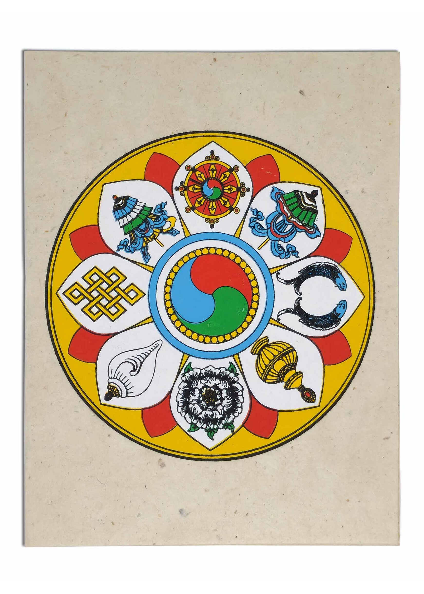 Biglietto d'auguri tibetano "8 segni di buon auspicio