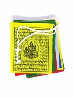 Mini bandiera di preghiera tibetana in cotone, verde Tara, 7 x 8,5 cm, 75 cm