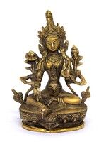 Tibetische Grüne-Tara-Statue aus Messing und Bronze