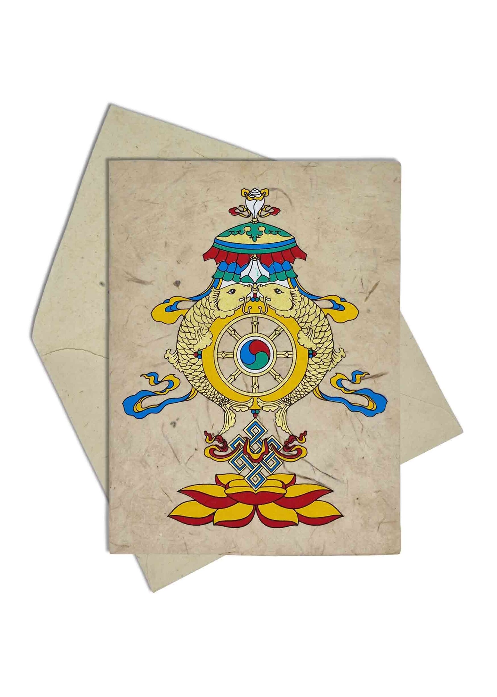 Carte de vœux tibétaine "8 signes auspicieux"