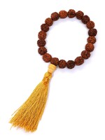 Bracelet de Rudraksha avec pompon, extensible, 10 mm