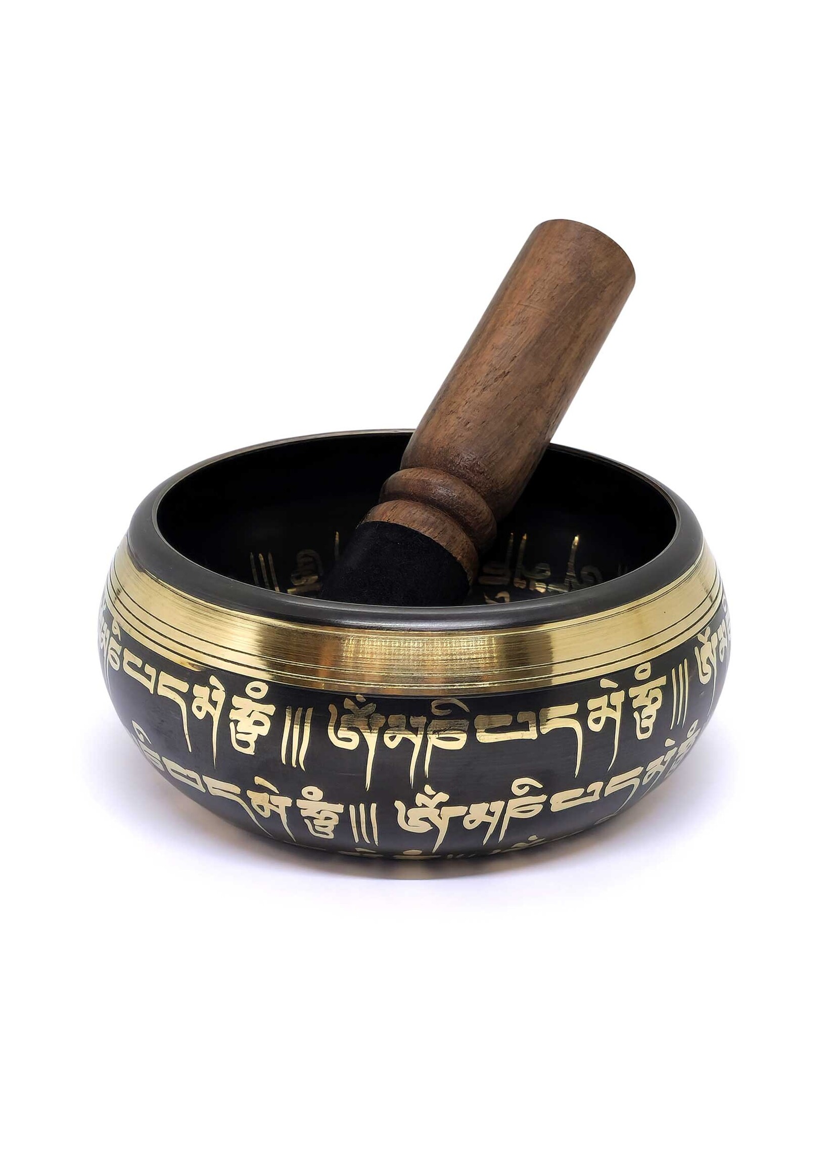 Bol tibétain chantant, orné de mantras, noir, Ø 11cm, 450g