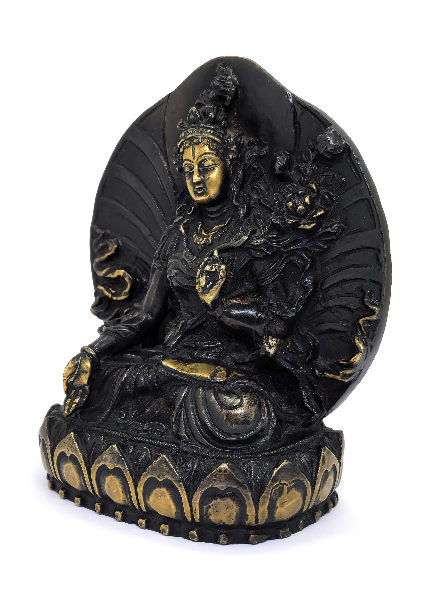 Statue artisanale de Tara blanche, en laiton de haute qualité, 14,5 cm