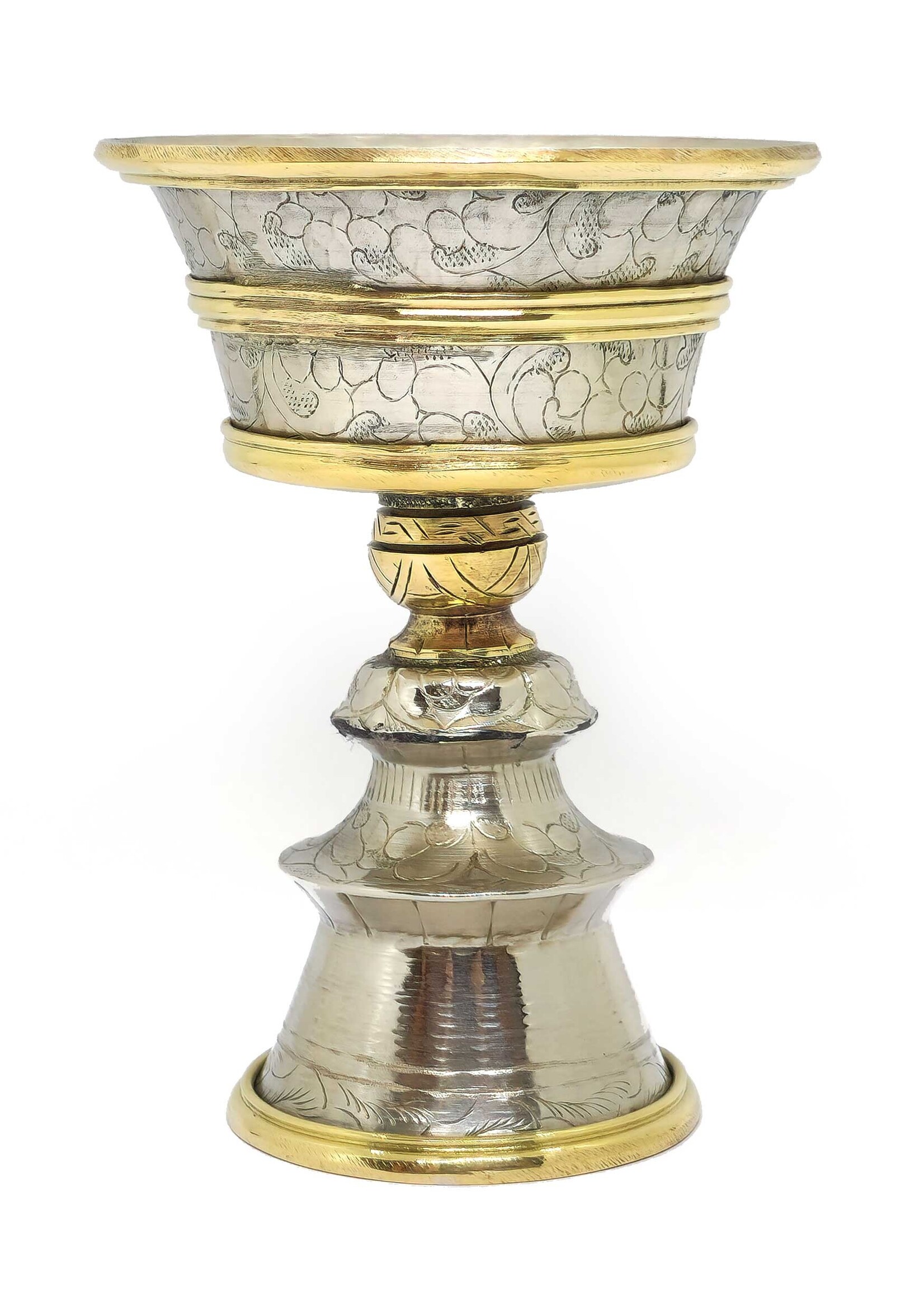 Tibetan Butter Lamp, Made of Brass, 11cm