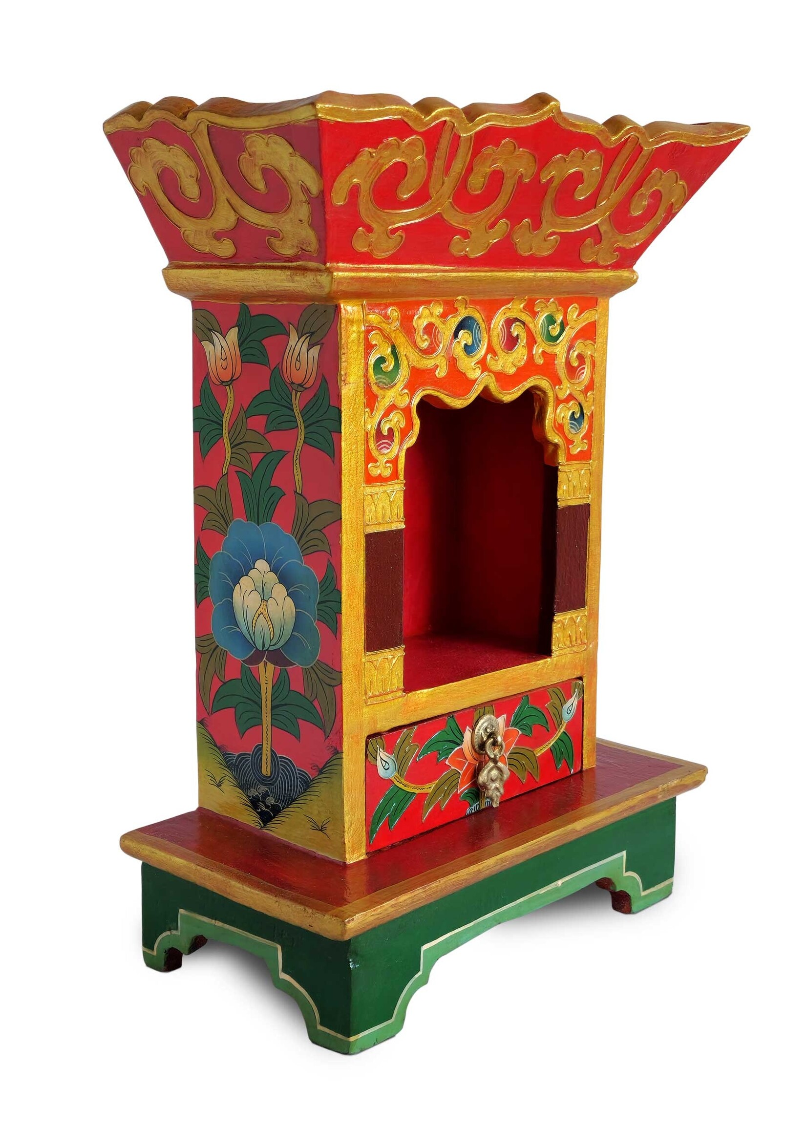 Handcrafted Tibetan Altar Shrine, Made of Himalayan Wood