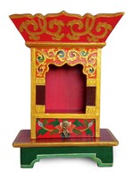 Santuario d'altare tibetano realizzato a mano in legno dell'Himalaya