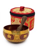 Tibetan Brass Singing Bowl "Om Mani Padme Hum", 3-Piece-Set, Ø 8cm, 190g