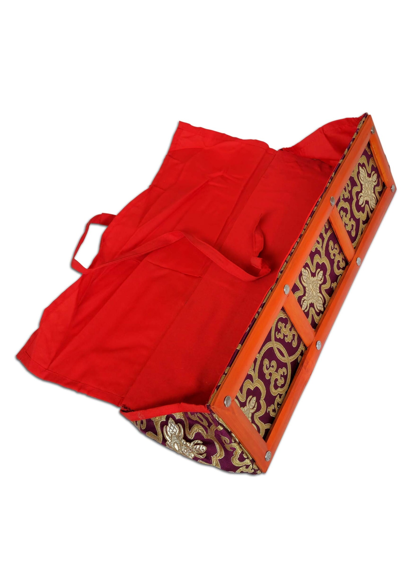Pochette pour livre du dharma en brocart avec cadre en bambou