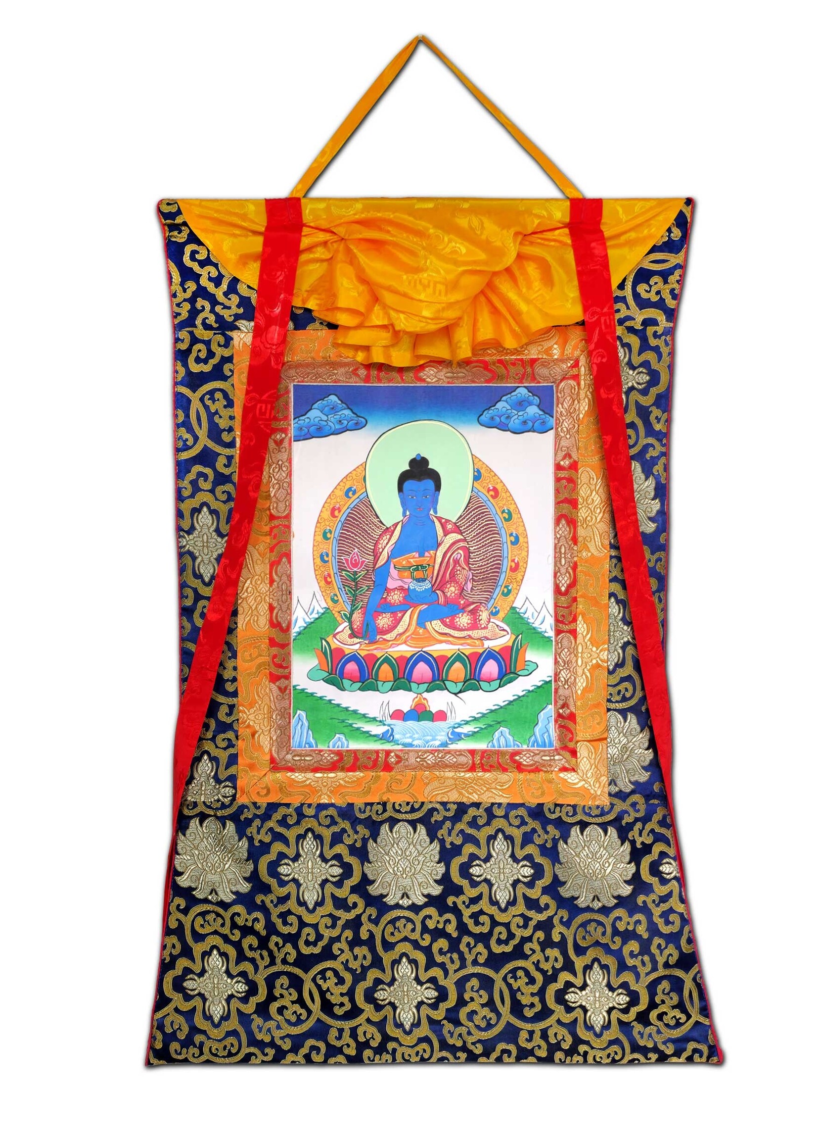 Tibetisches Thangka Medizin-Buddha 80 x 55 cm