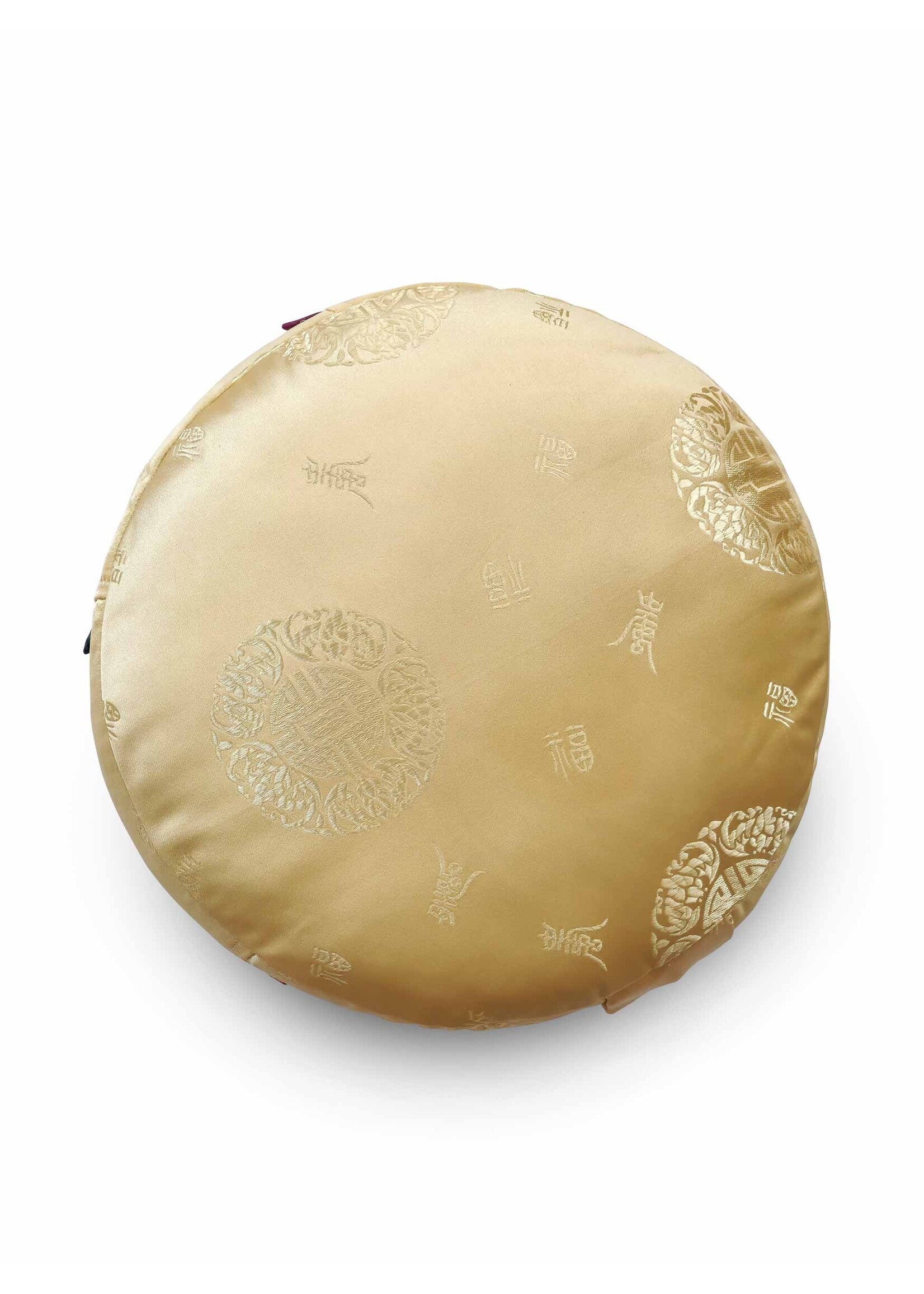 Tibetan Zafu Meditation Cushion, Made of Silk Brocade with Kapok Filling