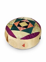 Tibetan Zafu Meditation Cushion, Made of Silk Brocade with Kapok Filling