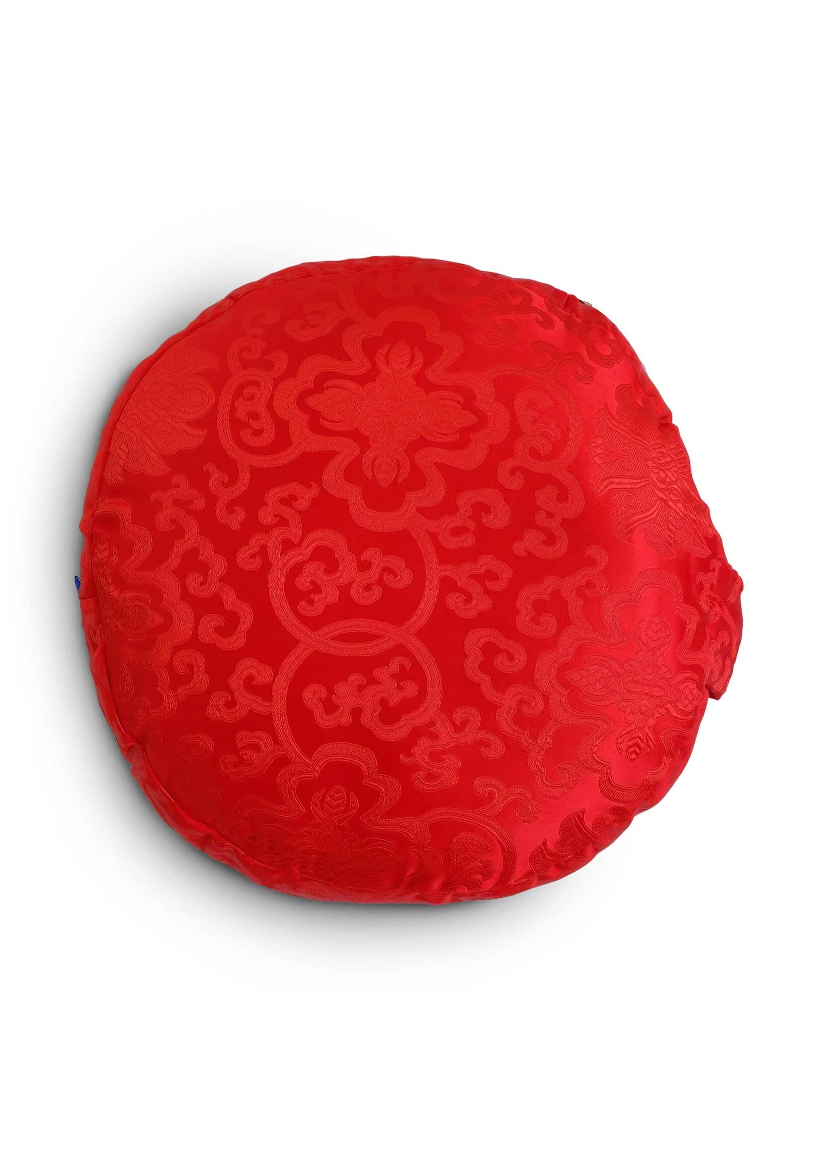 Tibetan Zafu Meditation Cushion, Made of Silk Brocade with Kapok Filling, red