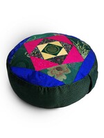 Tibetan Zafu Meditation Cushion, Made of Silk Brocade with Kapok Filling, green