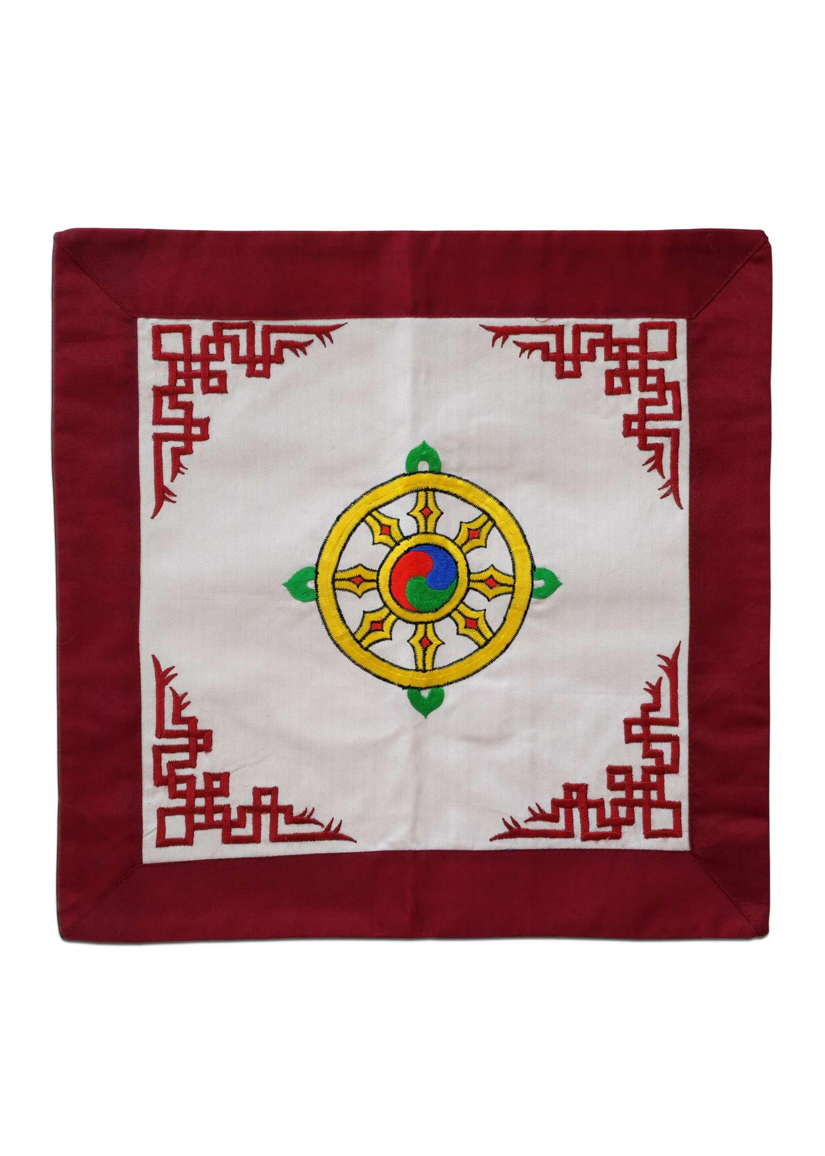 Tibetan Cushion Cover Dharma Wheel, Cotton