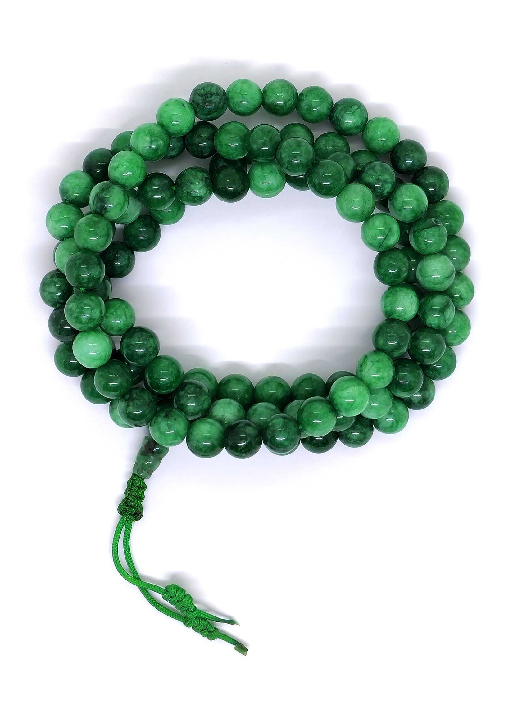 Perles de prière tibétaines en pierre de jade Mala