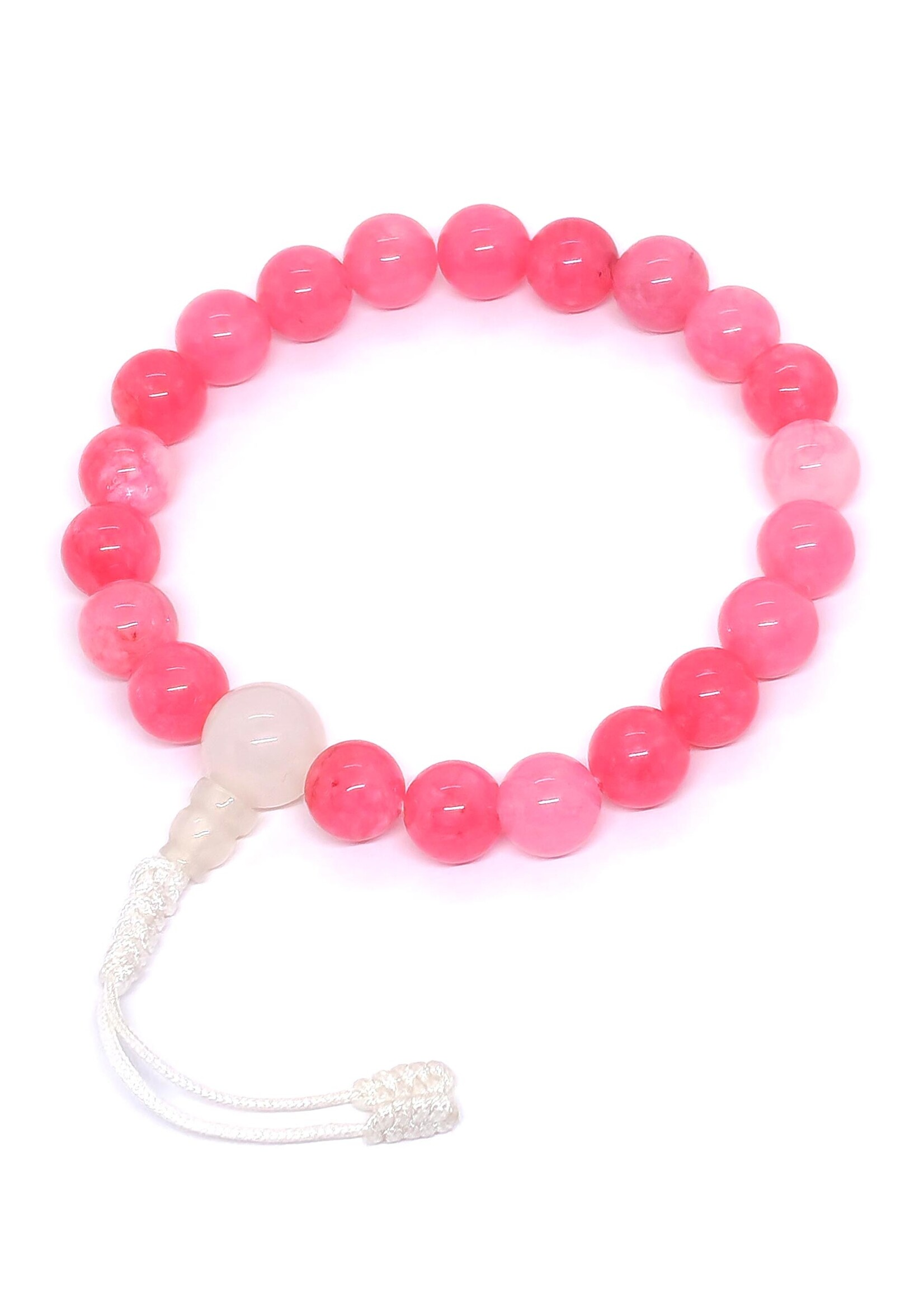 Bracelet Mala de poignet en quartz rose, extensible