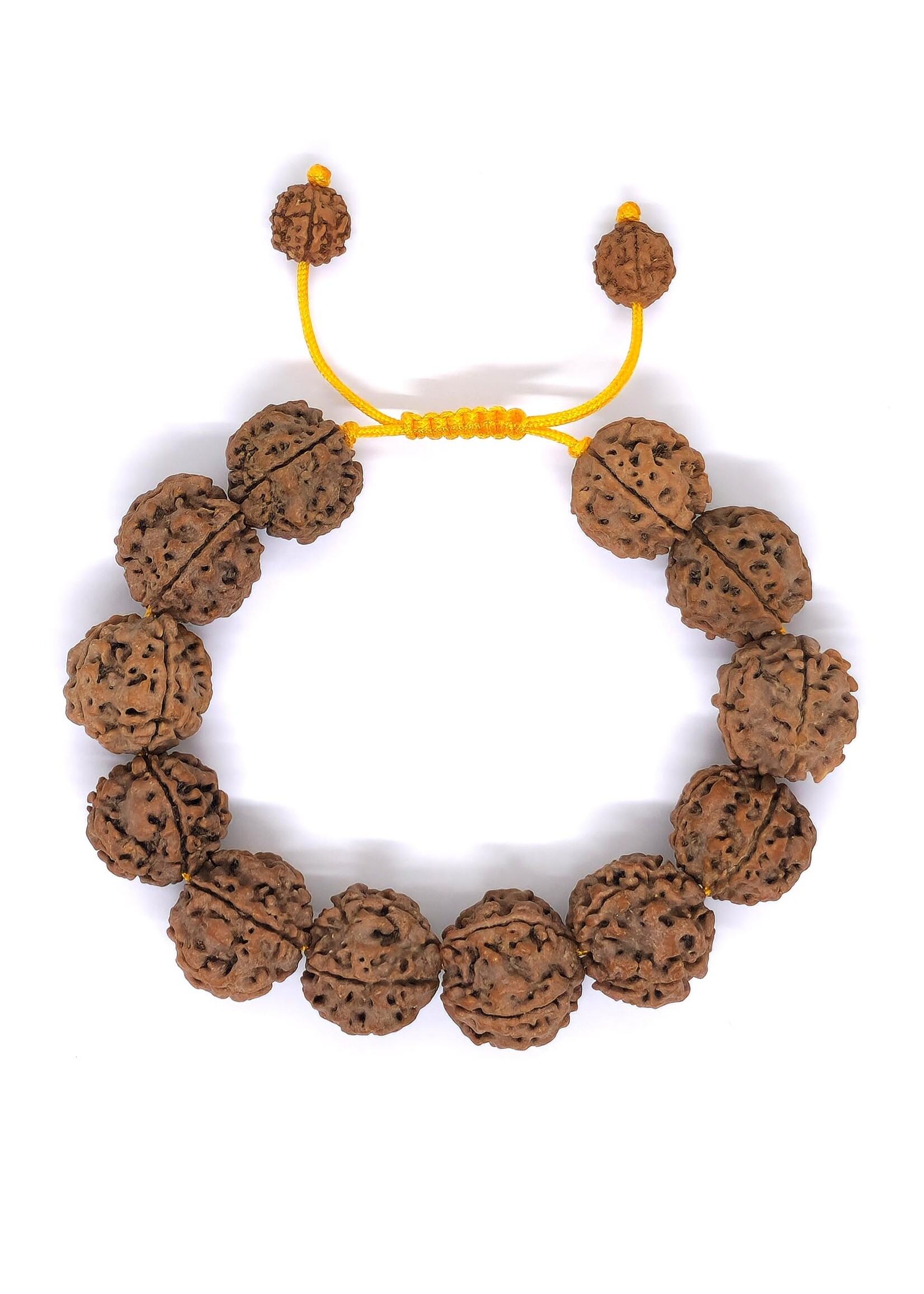 Mala Armband aus 5 Mukhi Rudraksha, gross, 16 mm, dunkel, verstellbar