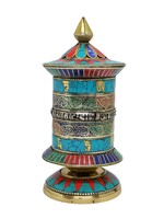 Moulin à prières de table tibétain en filigrane