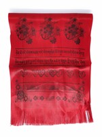 Khata Tibetan greeting and prayer shawl with lucky symbols, red
