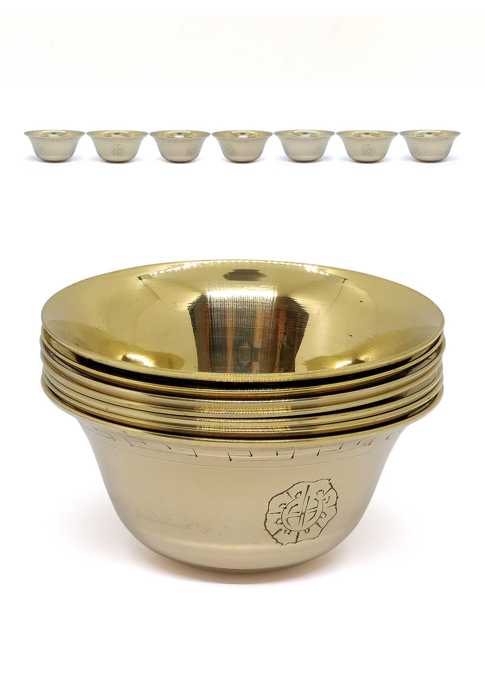 Tibetan Water Offering Bowl With Engraving (set of 7)
