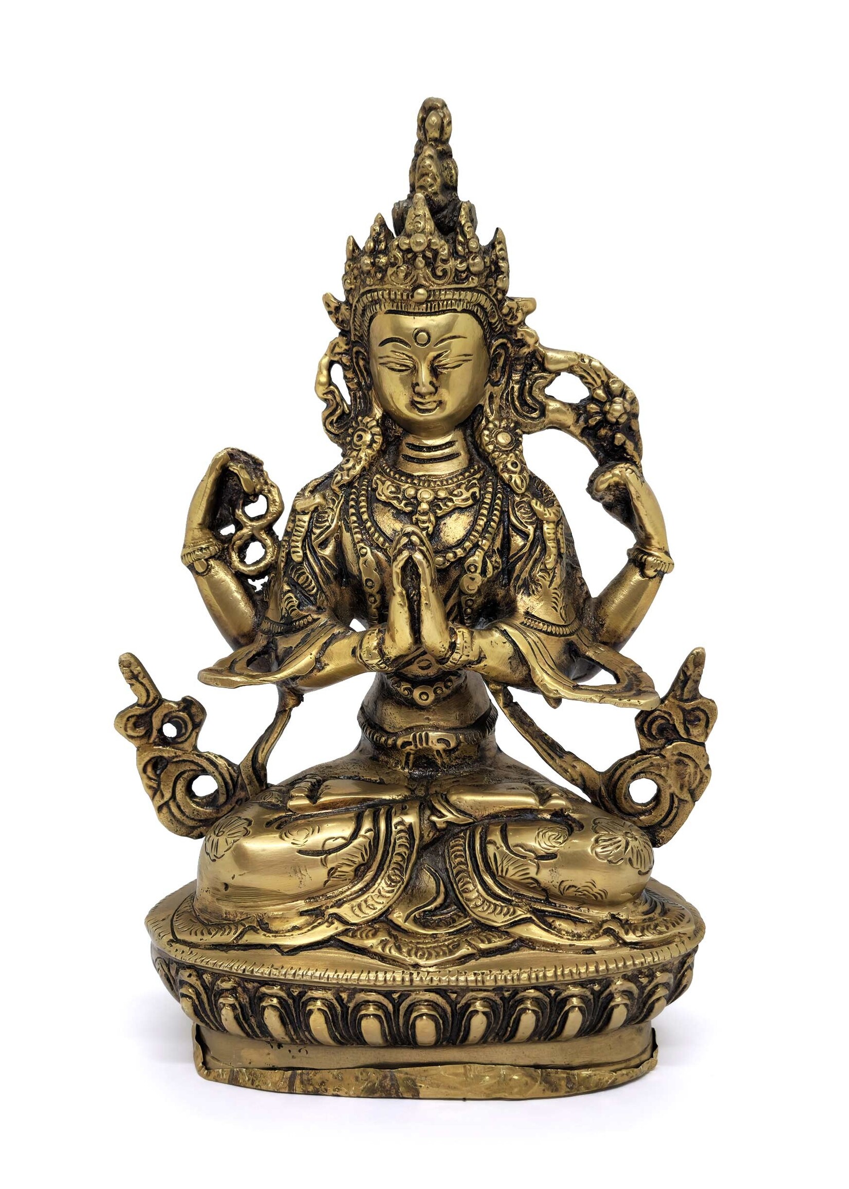 Statua tibetana di Chenrezig, 22.5cm