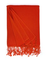 Châle tibétain de méditation, Pashmina en soie, orange
