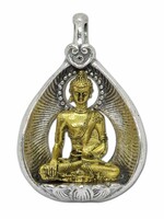 Ciondolo Shakyamuni Buddha, in ottone e metallo bianco, 4 cm