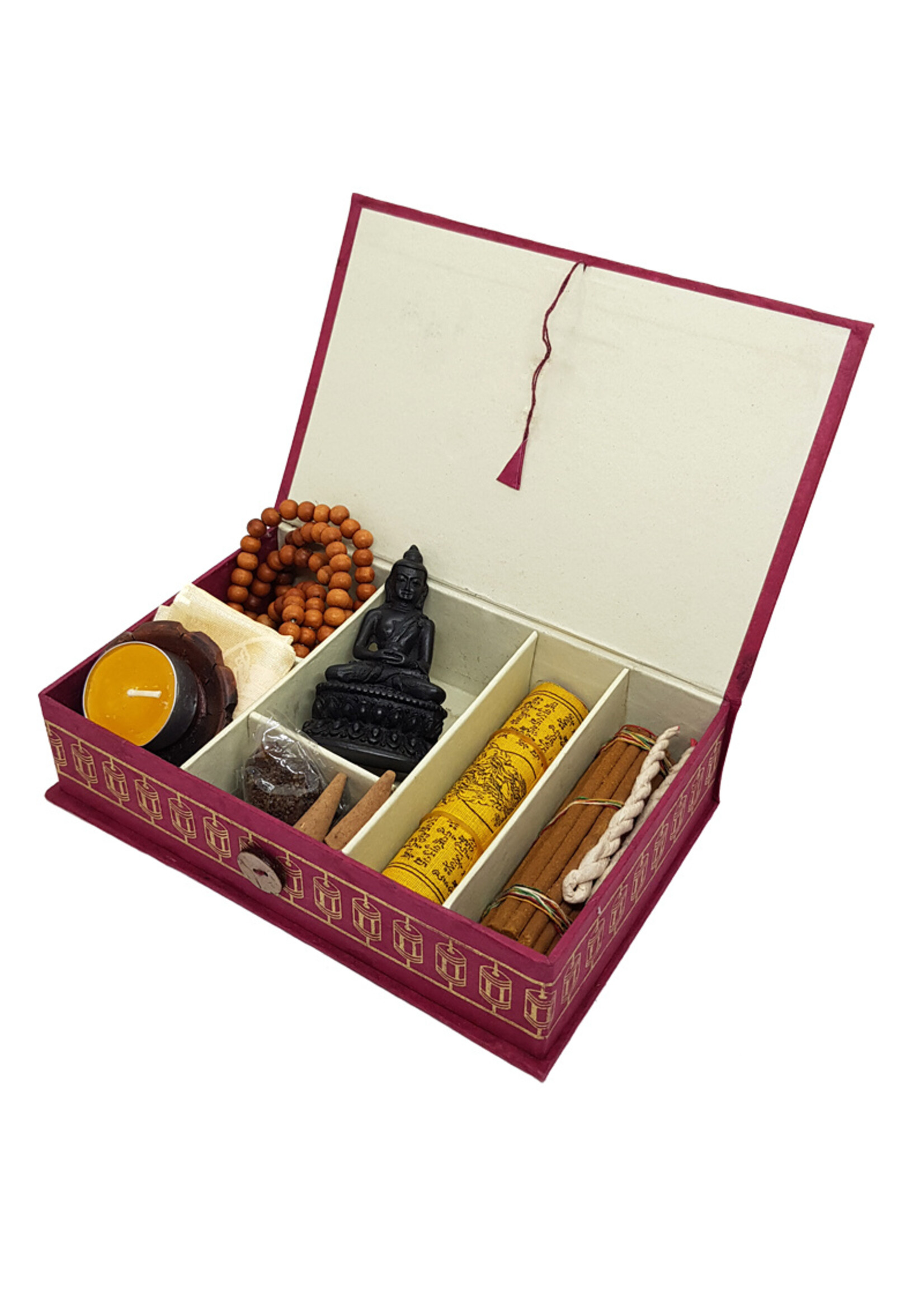 Boîte cadeau pour autel tibétain Om Mani Padme Hum