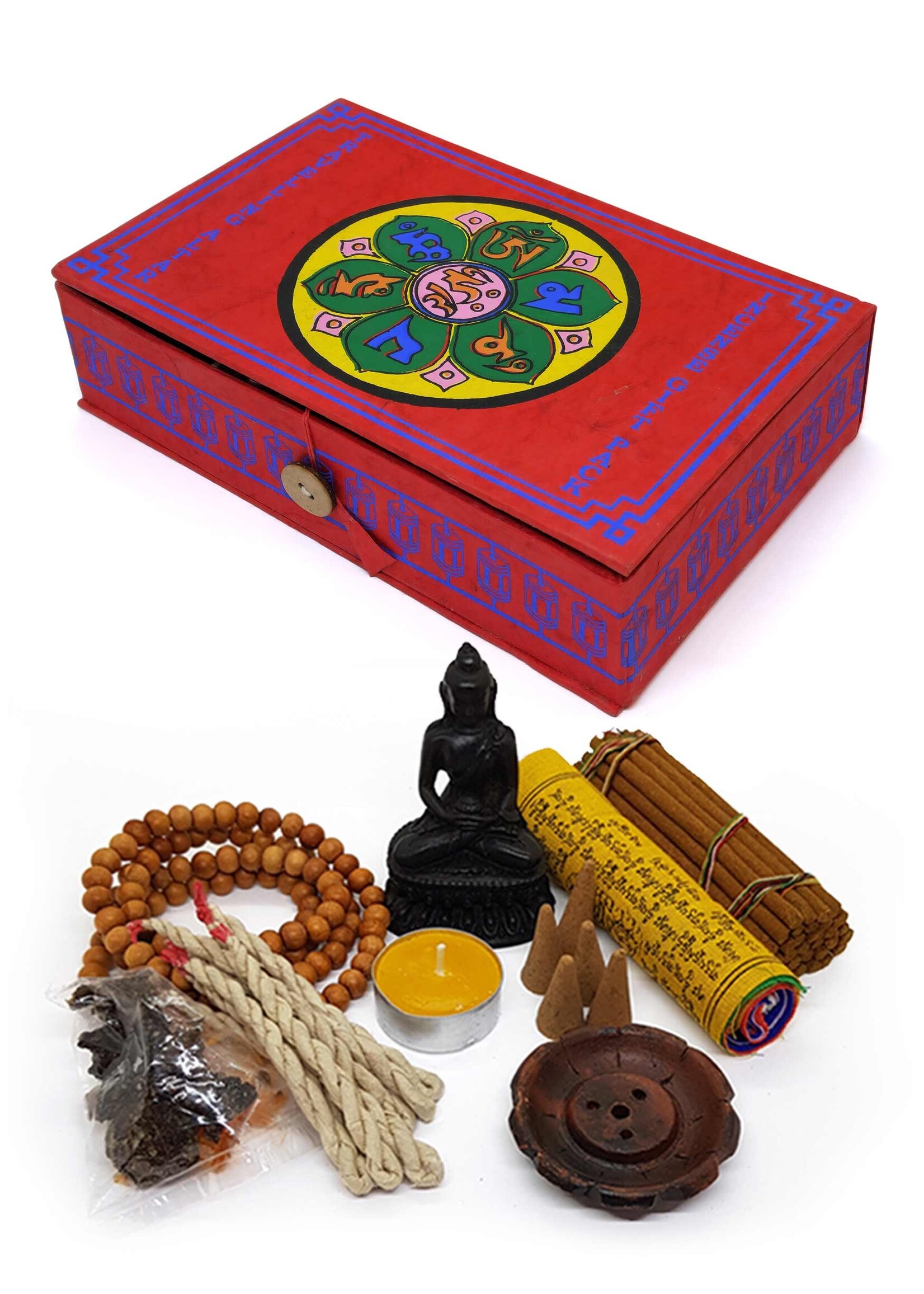 Boîte cadeau pour autel tibétain Om Mani Padme Hum